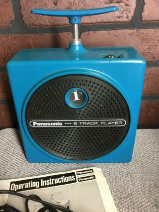 Vintage Blue Plunger Panasonic 8 Track Player RQ - 830S w Power Cord w Brady Bunch 7