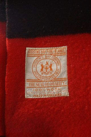Vintage Red 4 - Point Hudsons Bay 100 Wool Blanket Made in England 72x88 
