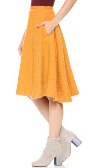 Rochas Wool Blanket Circle Skirt Orange S - M 42 Rrp $2,  685
