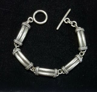 Heavy Vintage Mid Century Modernist Sterling Silver Link Bracelet