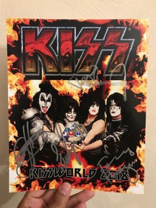 Kiss All Band Signed Gene Simmons Paul Stanley Rare Autograph