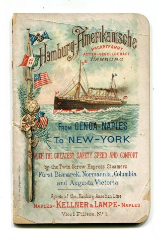 Vintage Cruise Ship Brochure Hamburg American Line Genoa - Ny 1897 - 98