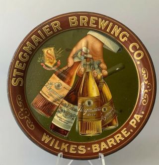 Vintage Tin Advertising Tip Tray - Stegmaier Beer Wilkes - Barre Pa Shonk Litho Co