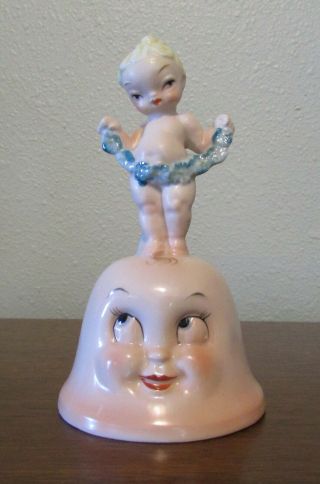 Vtg Porcelain Little Miss Modesty Bell Face Ardalt Lenwile Figurine Nude Baby