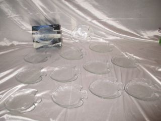 Vtg Arcoroc France Clear Glass Fish Plates 6.  5 " - Set Of 18 - 6