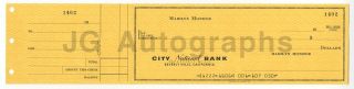 Marilyn Monroe -,  Vintage Personal Bank Check & Check Stub 1402