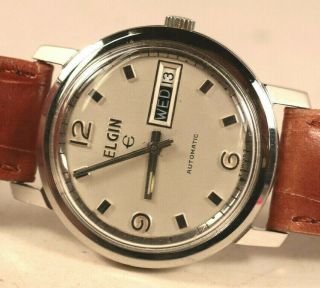 Vintage Mens Elgin Automatic Day Date Calendar Wrist Watch 334 17j 4205 As 1916