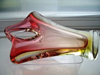 Vintage Murano Art Glass Uranium Sommerso Organic Winged Sculpture Vase Poli