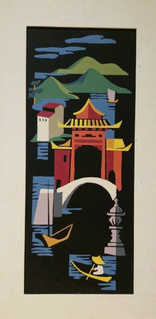 Vintage Set of 2 Paint By Number CRAFT MASTER Oriental Black Magic Paintings 2