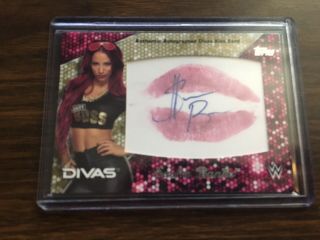 Rare Wwe Sasha Banks 2016 Topps Divas Autographed Kiss Card 09/10