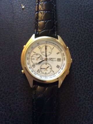 Vintage Seiko Chronograph Watch Cal 7t32 Alarm 5 Crowns