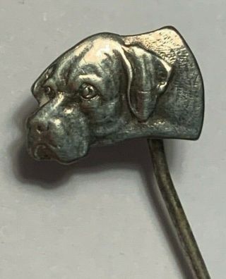 Antique Vintage Stick Pin Stickpin Sterling Silver Dog Head 181