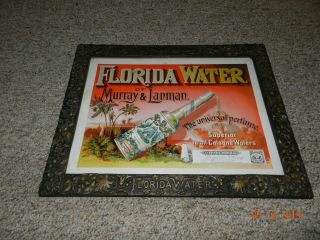 Vintage Murray & Lanmans Florida Water Sign 18 1/2 " X 14 1/2 "