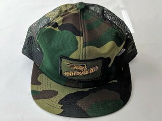 Vtg K - Products Snapback Trucker Hat Dekalb Patch Camo Camouflage Farm Cap Usa