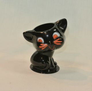 Vintage Halloween Hard Plastic Black Cat Candy Container