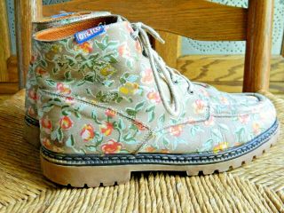 OILILY Vintage Leather Floral Flower Print Hiking Boots - Italy,  Women ' s 39 - 8.  5 3