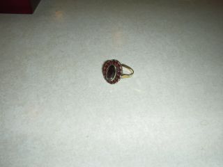 Antique Rose Cut Bohemian Garnet Ring in Gilded 900 Silver 2