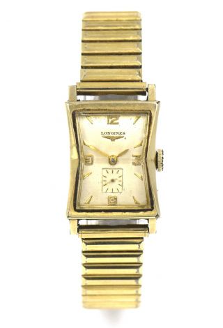 Vintage Gents Longines 9l Wristwatch Elongated Hourglass Case Gold Filled C1948