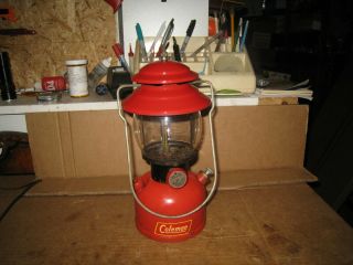 Vintage 1952 Coleman Lantern Model 200a Black Band W/ Red Pyrex Globe