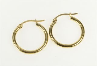 14k 2.  0mm Round Simple Plain Classic Hoop Earrings Yellow Gold 75