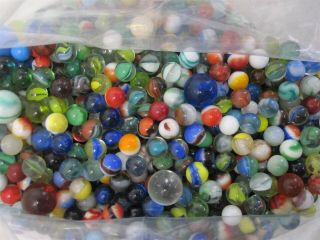 12lbs Vintage Marbles Various Sizes,  Colors
