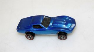 Vintage Hot Wheels Redline Custom Corvette 1968 Metallic Blue Diecast