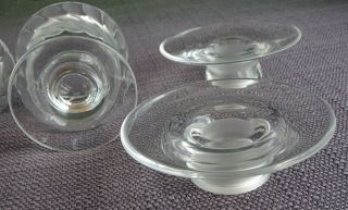 LALIQUE CRYSTAL CANDLE HOLDERS Votives WITH BOBECHES SIGNED FRANCE VTG 3