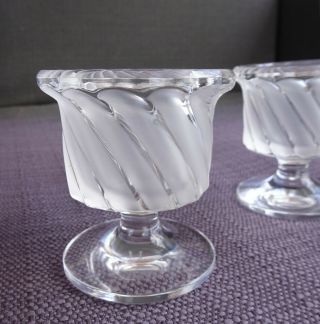 LALIQUE CRYSTAL CANDLE HOLDERS Votives WITH BOBECHES SIGNED FRANCE VTG 4