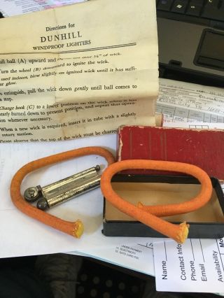 Vintage Dunhill Sterling Windproof Trench Cigarette Lighter W Instruction