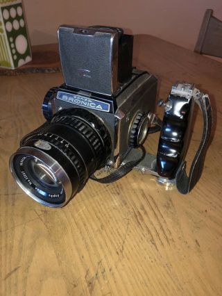 Vintage Zenza Bronica S2 Medium Format Film Camera Nikkor Q 1:3.  5 F=13.  5cm