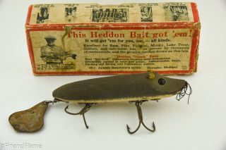 Heddon Dowagiac Flap Tail Vintage Lure In Correct Box 7040 Gm Gray Mouse Et13