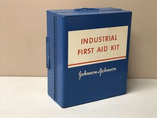 Vintage Johnson & Johnson Industrial First Aid Kit Case Box Medical Display
