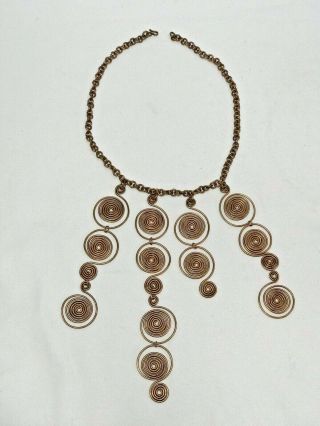 Vintage Spiral Copper Necklace In The Style Of Art Smith