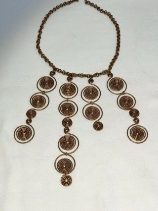 Vintage Spiral Copper Necklace In The Style Of Art Smith 2