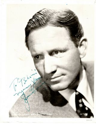 Oscar Winner Leading Actor Spencer Tracy,  Signed Vintage Studio Photo.