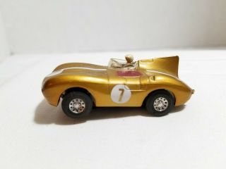 Vintage Ho Slot Car Tyco Gold & White Stripe 7 Missing One Wheel