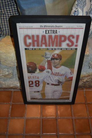 Vintage 2008 Philadelphia Phillies Framed Newspaper World Series Champions