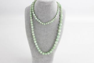 Vintage Polished Jade Bead Necklace,  Graduated Beads 80cm (61g)
