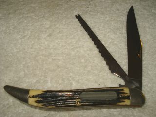 Vintage Queen Steel Usa Folding Fishing Fish Knife Scaler