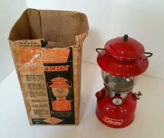 Vintage Coleman Lantern Model 200a Red Single Mantle Camp Light