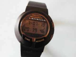 Vintage Feb 1995 Seiko Digital Lcd Quartz Message Watch Ma52 - 4a10