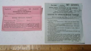Vintage 1948 Bryce Canyon National Park House Trailer Permit/license
