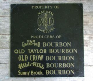 Rare National Distillers Bourbon Vintage Sign Old Crow Grand Dad Taylor Whiskey