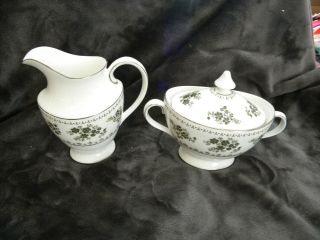 Royal Doulton Valley Green Pattern,  Vintage Sugar Bowl W/lid And Creamer,  Great