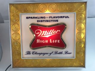 Miller High Life Vintage Sign Light Up Sign Beer Rare Vintage Bar Advertising