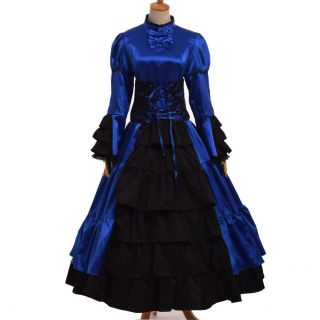 Women Vintage Victorian Ball Gown Dress Gothic Reenactment Cosutme Dress