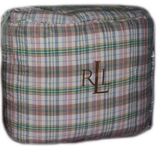 Ralph Lauren Boathouse Madras King Comforter 1st Quality Khaki Red Blue Rare