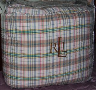 Ralph Lauren BOATHOUSE MADRAS King Comforter 1ST QUALITY Khaki Red Blue RARE 3