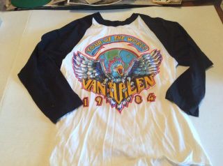 Vintage 1984 Van Halen Concert Shirt.  Baseball Jersey Style.  Adult M