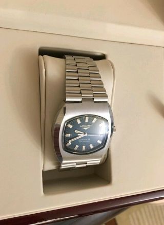 RARE LONGINES CONQUEST ELECTRONIC HYBRID RARE GREEN BLUE DIAL MENS (box) 4